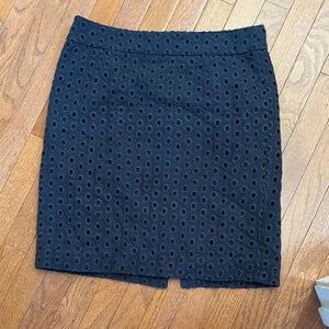 J. Crew Navy Eyelet Pencil Skirt